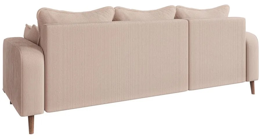 Бежов ъглов диван от рипсено кадифе (ляв ъгъл) Beata – Ropez