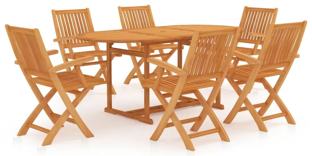 3059561 vidaXL Градински трапезен комплект, 7 части, тиково дърво масив