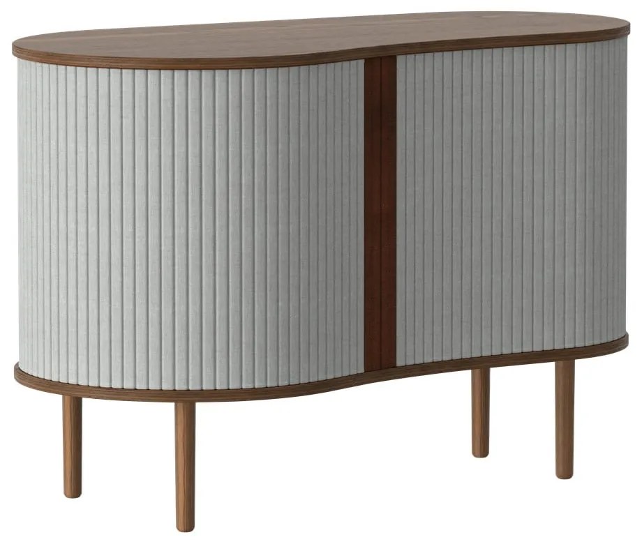 Нисък скрин в сиво-кафяво с дъбов декор и плъзгащи се врати 100x67 cm Audacious - UMAGE