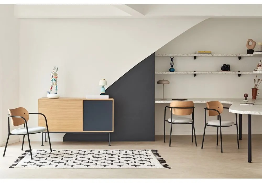 Антрацитно сив скрин с дъбов фурнир, ширина 128 см Yoko - Teulat