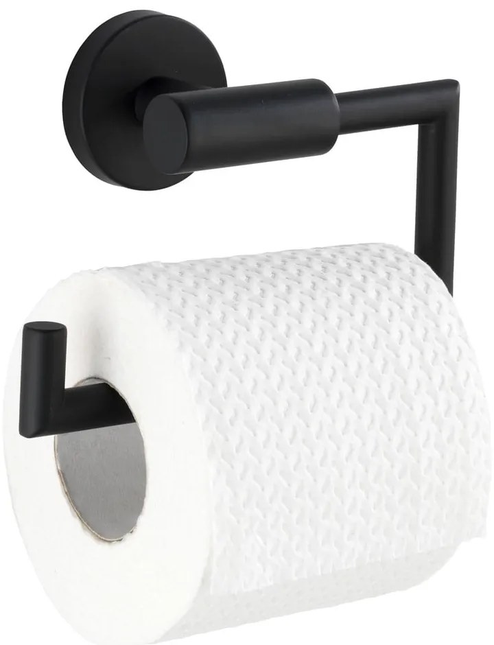 Матово-черен самозалепващ държач за тоалетна хартия от неръждаема стомана Bosio – Wenko