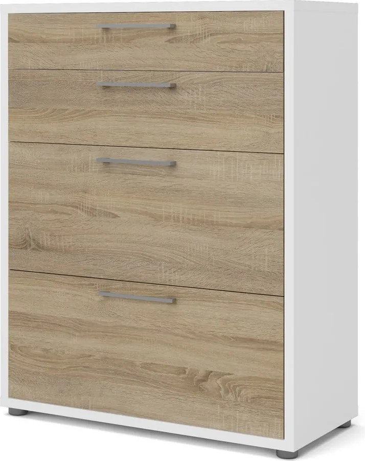 Бяло-естествена модулна библиотека от дъбов декор 89x113 cm Prima – Tvilum