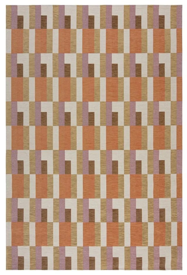 Оранжево-естествен килим 155x230 cm Riley Block Geo – Flair Rugs
