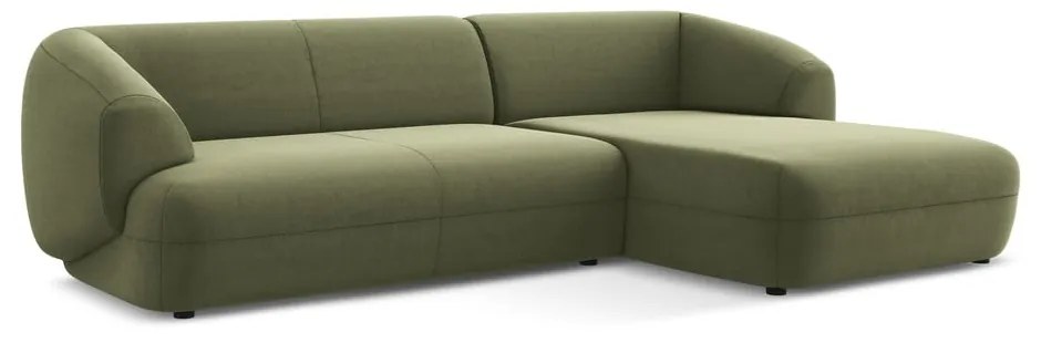 Зелен кадифен ъглов диван (десен ъгъл) Moana – Makamii