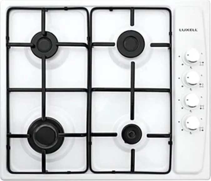 Плот за вграждане LUXELL LX-410BF AOA, 4 зони, Автоматично запалване, Система за безопасност, Пропан-бутан/природен газ, Бял