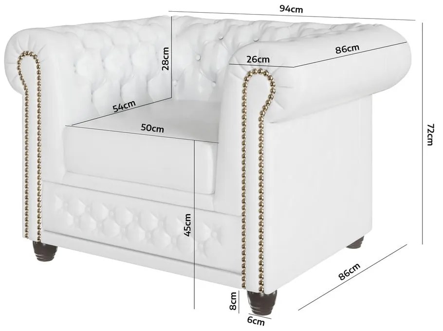 Бял фотьойл от изкуствена кожа York - Ropez