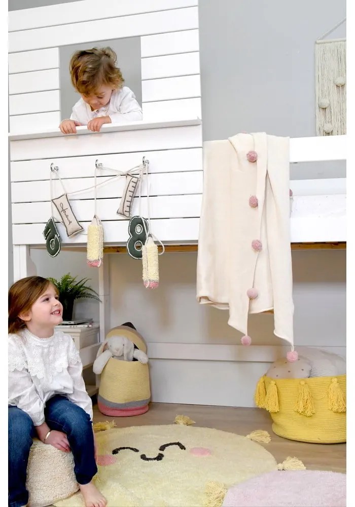 Жълт ръчно изработен памучен детски килим подходящ за пране ø100 cm You're My Sunshine – Lorena Canals