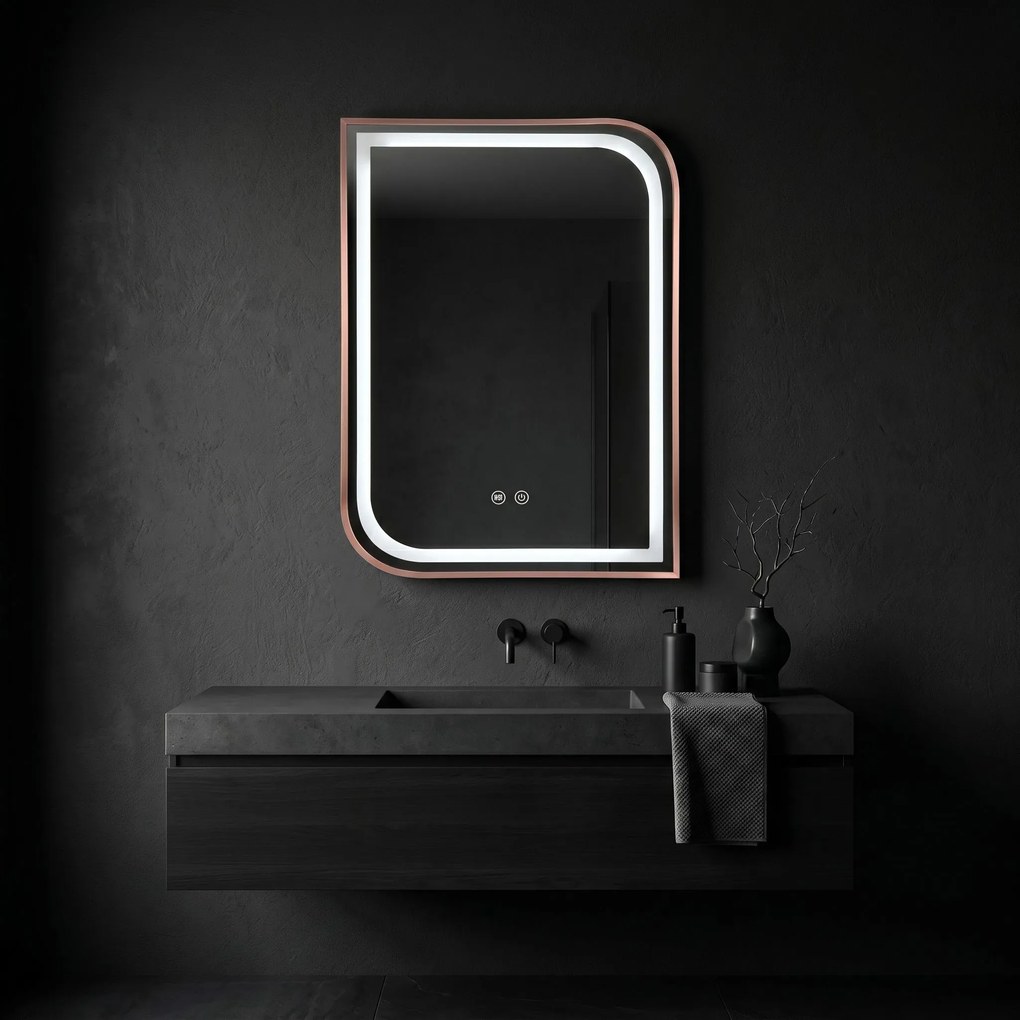 Огледало LED ZONE 70x50 BRUSH  ROSE GOLD