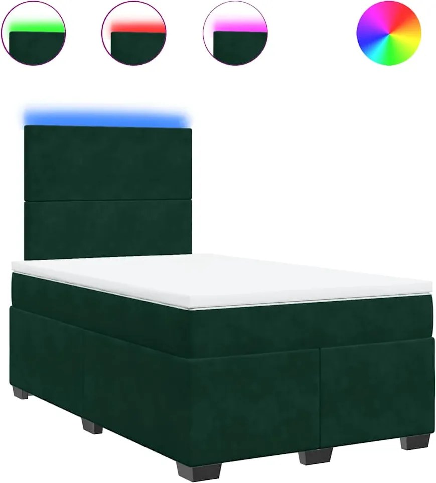 3293179 vidaXL Боксспринг легло с матрак, тъмнозелено, 120x200 см, кадифе