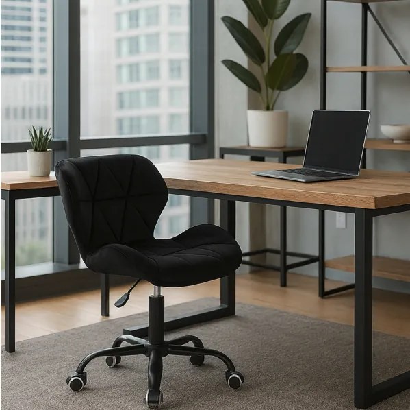 Ергономичен въртящ се офис стол - кадифе лилаво