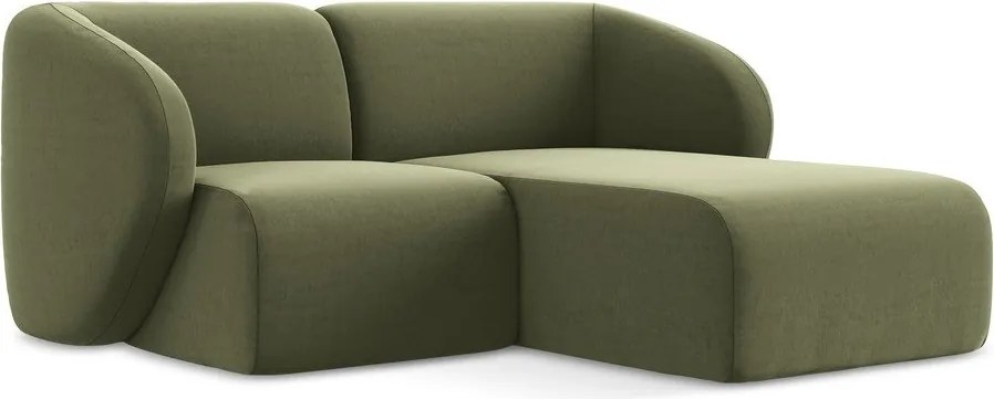 Зелен кадифен ъглов диван (десен ъгъл) Lani – Makamii