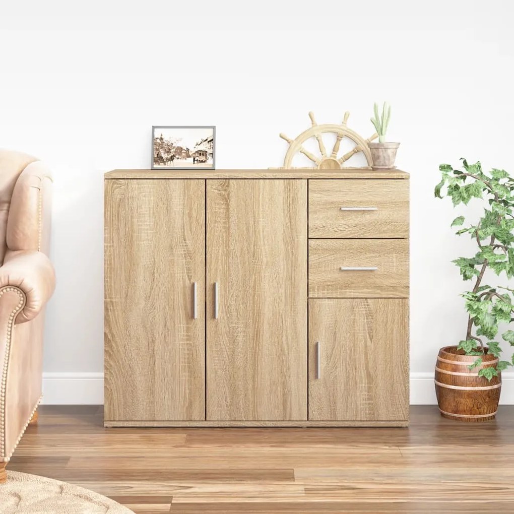 823272 vidaXL Бюфет, дъб сонома, 91x29,5x75 см, инженерно дърво