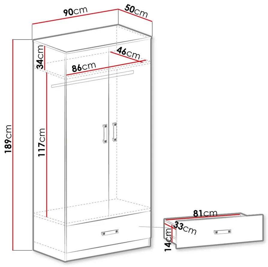 Гардероб Trafiko 2-door-White-Pink