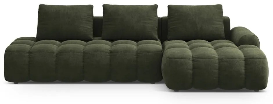 Зелен кадифен сгъваем/с място за съхранение ъглов диван (десен ъгъл) Linz – Cosmopolitan Design