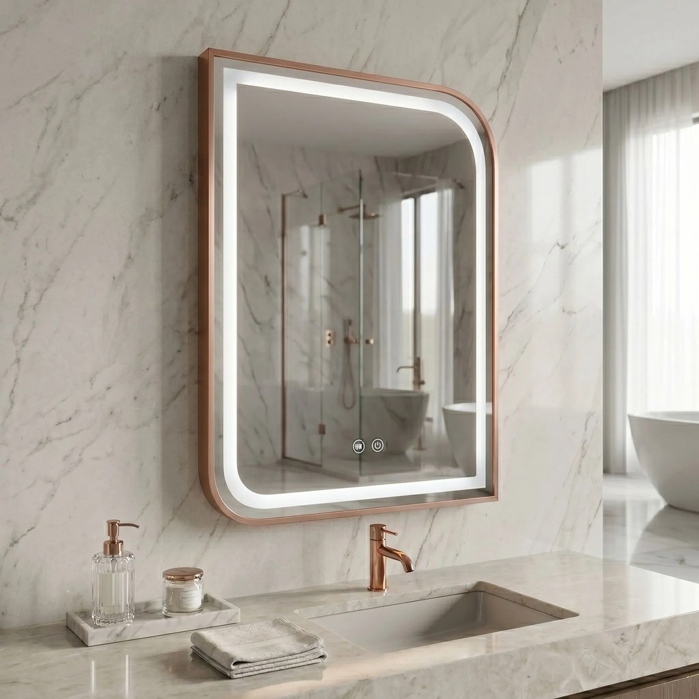 Огледало LED ZONE 70x50 BRUSH ROSE GOLD