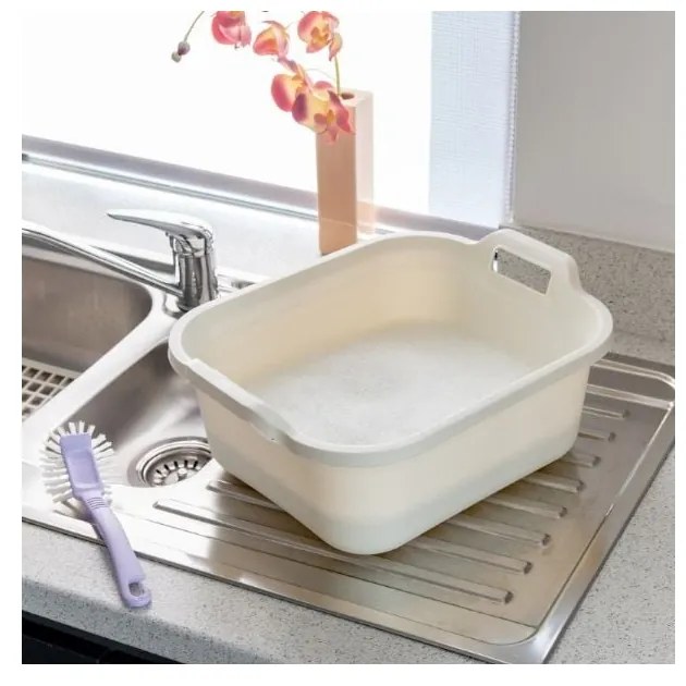 Кремав пластмасов леген с две дръжки , 39 x 32 x 14 cm - Addis