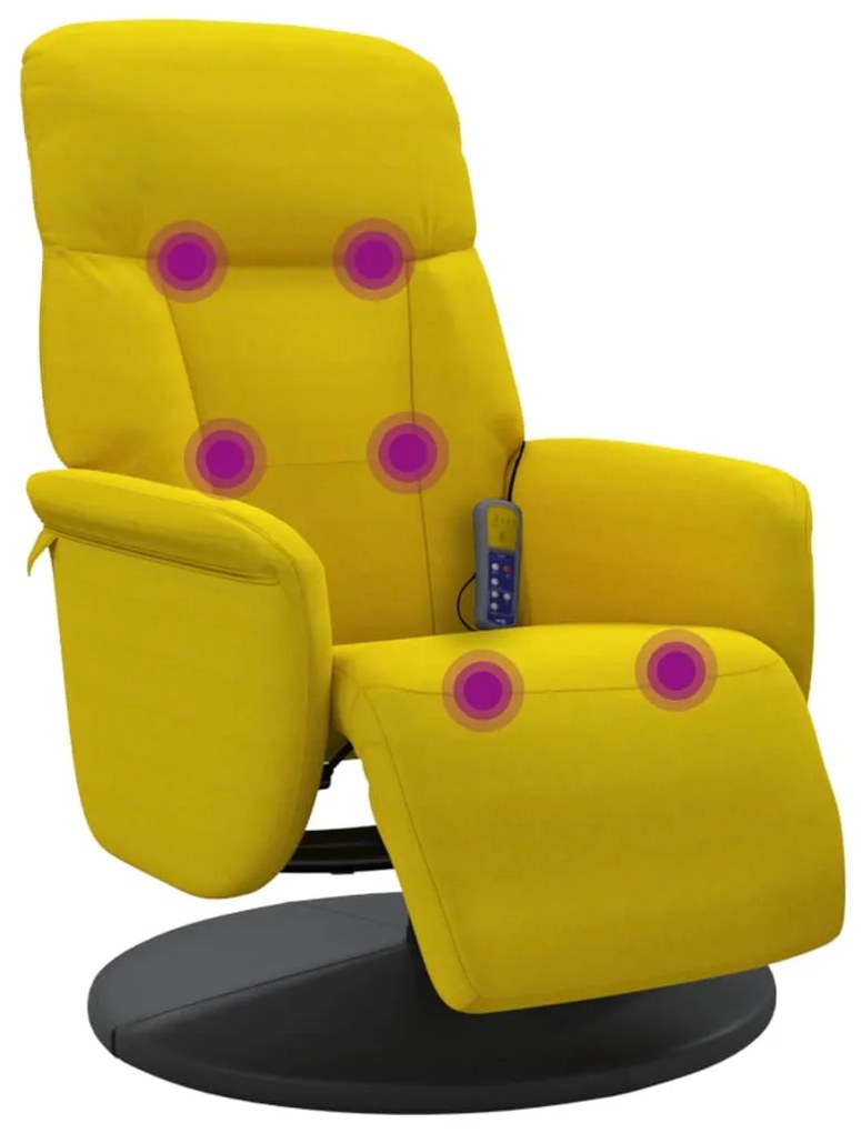 356698 vidaXL Масажен реклайнер стол с поставка за крака, жълт, кадифе