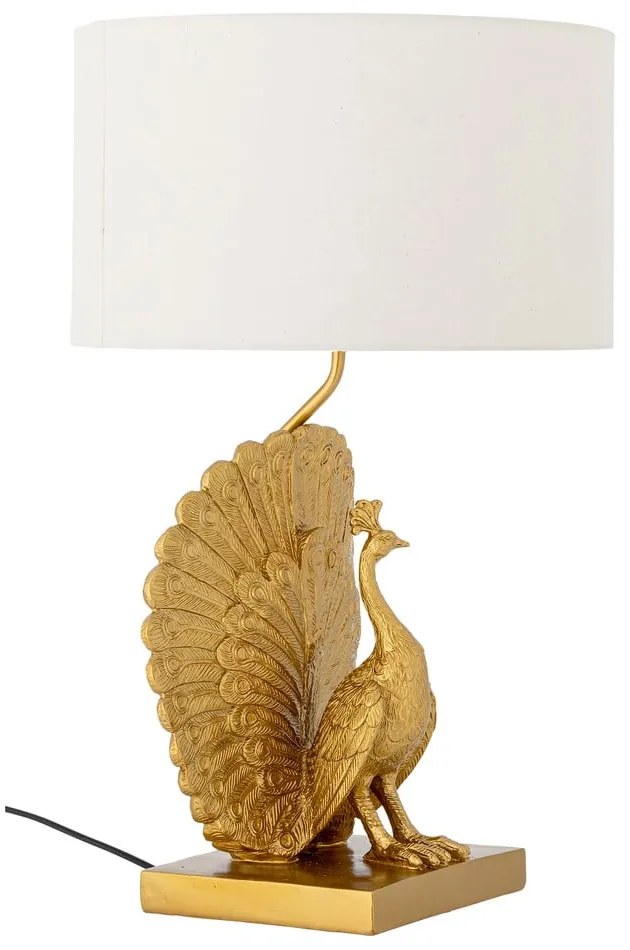 Настолна лампа в златист цвят с текстилен абажур (височина 58,5 cm) Peacock – Bloomingville