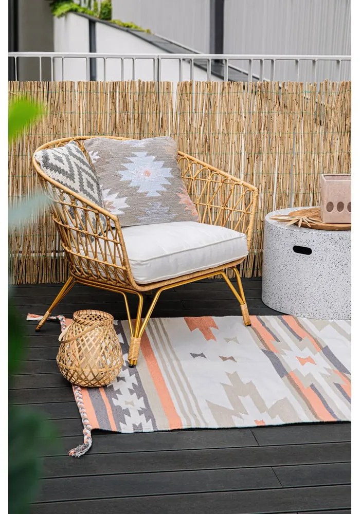 Двустранен килим за открито, изработен от рециклирана пластмаса, 90 x 150 cm Aztec - Green Decore