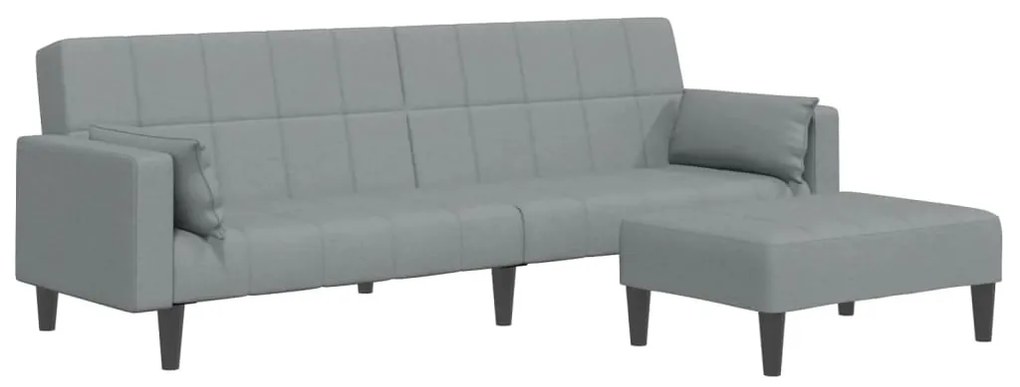 3258123 vidaXL 2-местен диван с табуретка, светлосив, текстил