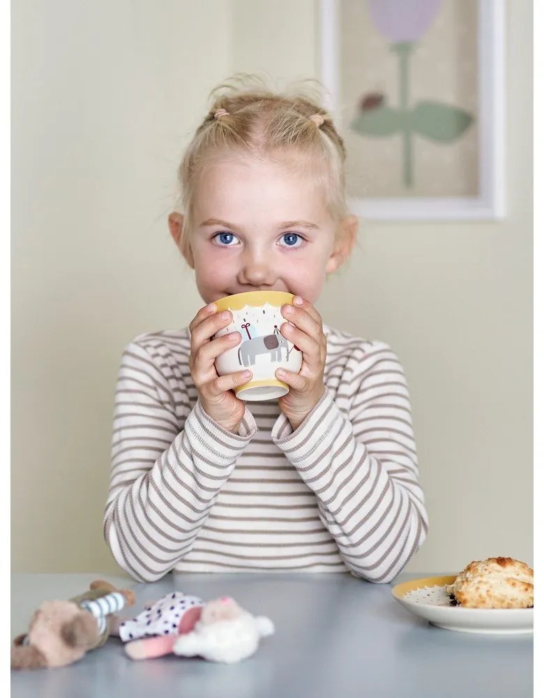 Жълта/кремава глинена детска чаша 150 ml Celebrate – Bloomingville Mini