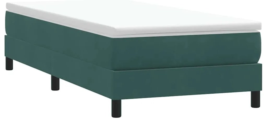 3315810 vidaXL Box Spring Легло без матрак Тъмнозелено 90x210 cm Кадифе