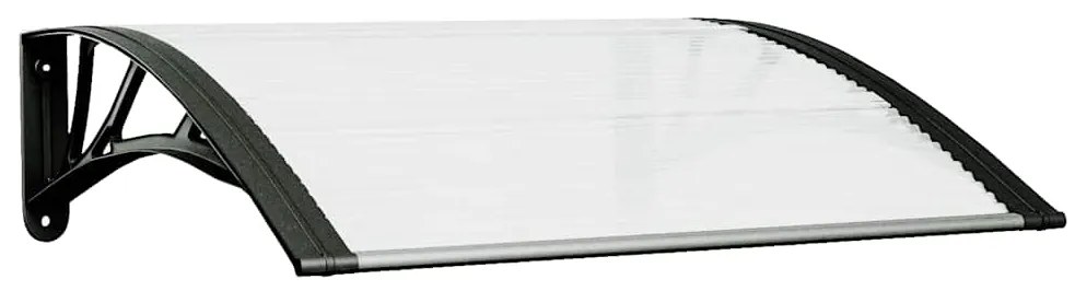 153585 vidaXL Навес за врата, черно и прозрачно, 80x75 см, поликарбонат