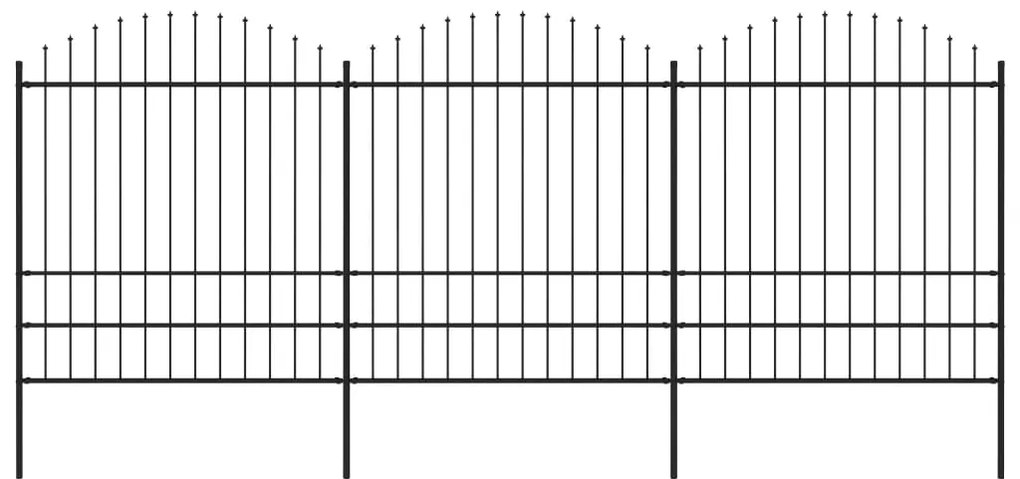 Sonata Градинска ограда с пики, стомана, (1,75-2)x5,1 м, черна