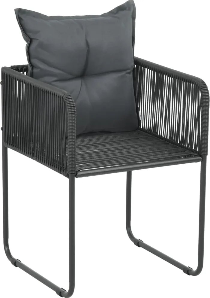 313108 vidaXL Външни столове с възглавнички, 6 бр, полиратан, черни