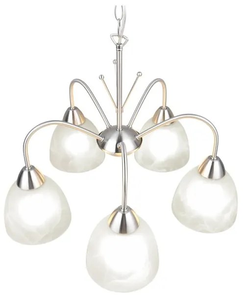 Бяло-сребристо висящо осветително тяло със стъклен абажур ø 55 cm Dobby – Trio