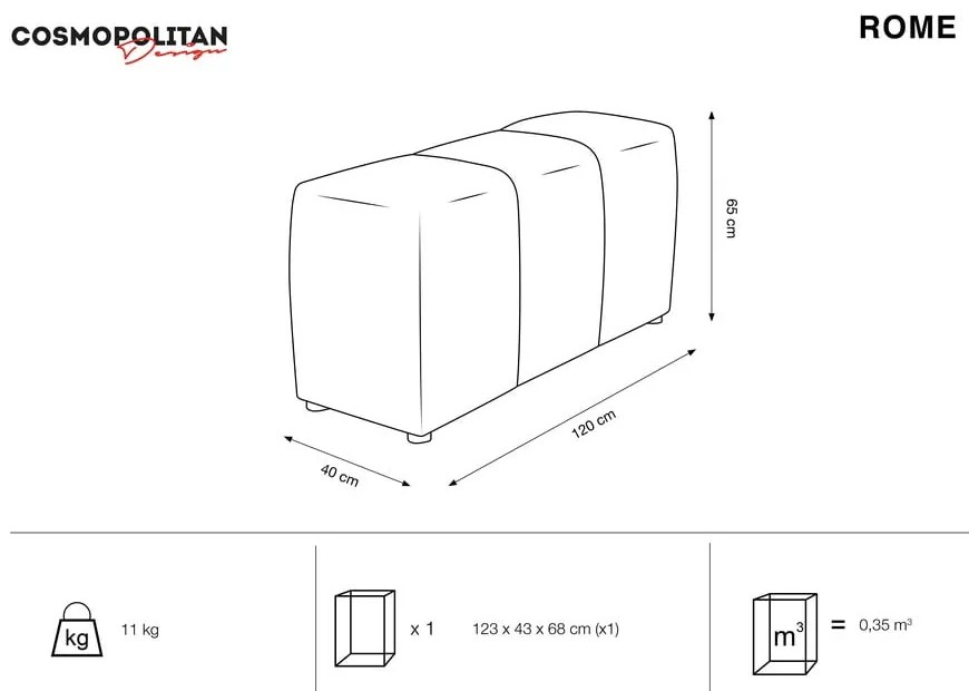 Жълт кадифен подлакътник за модулен диван Rome Velvet - Cosmopolitan Design