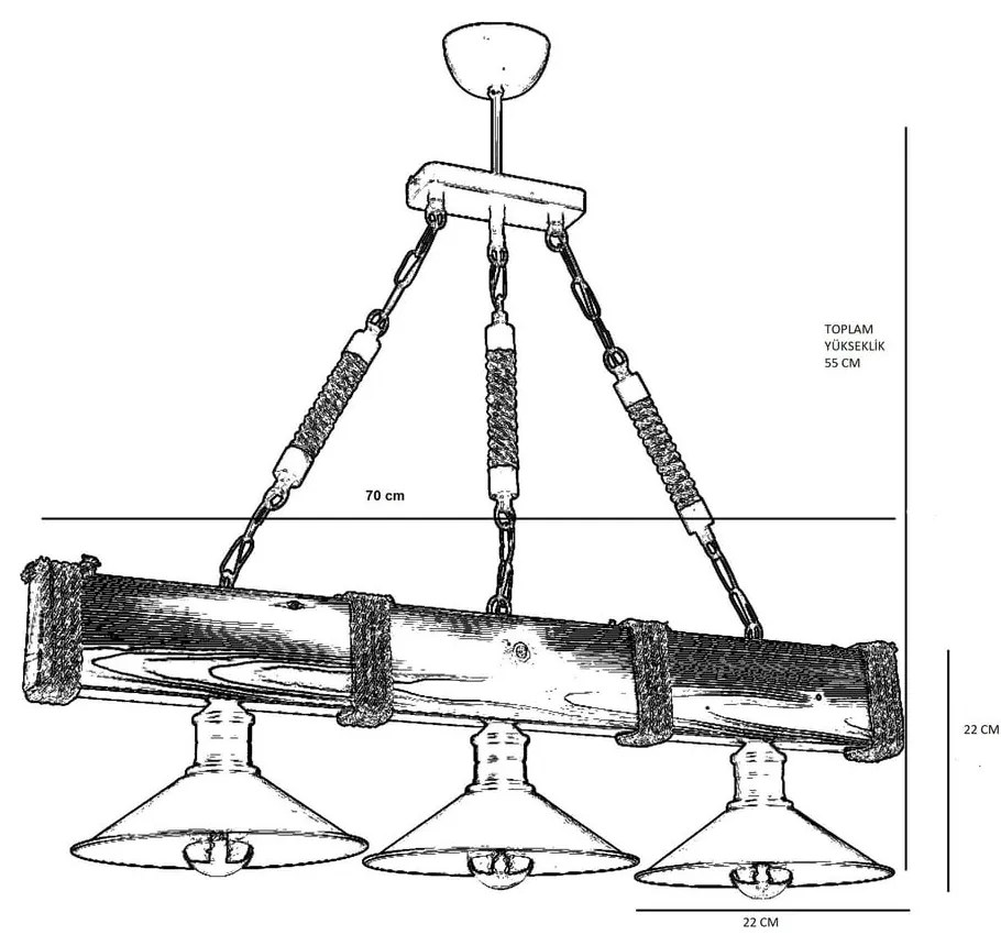 Светлокафяво висящо осветително тяло с метален абажур Kütük Yanık – Opviq lights