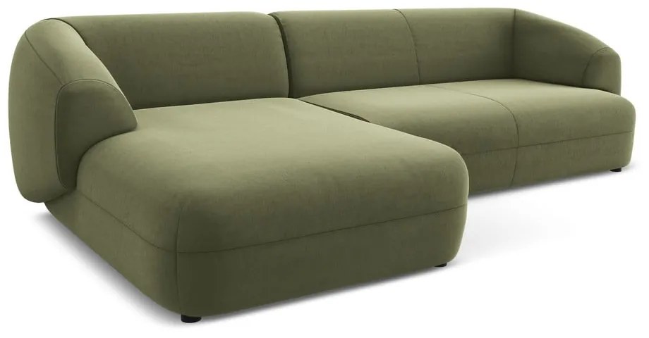 Зелен кадифен ъглов диван (ляв ъгъл) Moana – Makamii