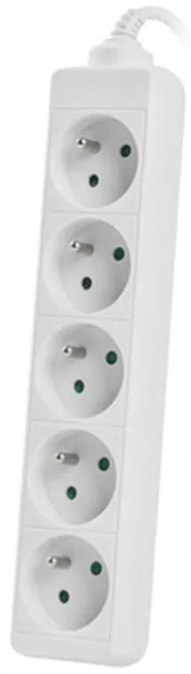 Разклонител LANBERG, 2500W, 1.5 метра, 5 контакта, Защита за деца, Бял