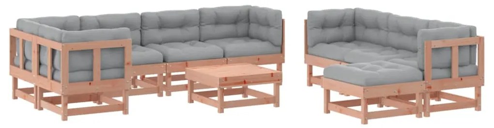 3186079 vidaXL Градински комплект с възглавници, 10части, дугласко дърво масив