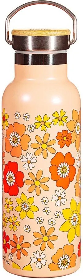 Оранжево бебешко шише от неръждаема стомана 500 ml 70s Floral - Sass &amp; Belle