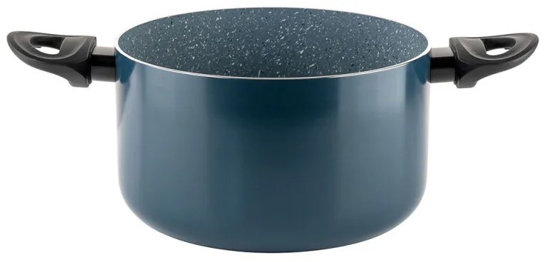 Дълбока тенджера Luigi Ferrero Prima FR-2245D, 22x13 см, 4.5 л, Незалепващо покритие с мраморен ефект, Индукция, Стъклен капак с отвор, Тъмносин