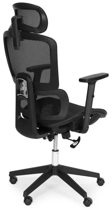 Ергономичен офис стол с регулируема облегалка за глава и мрежеста облегалка