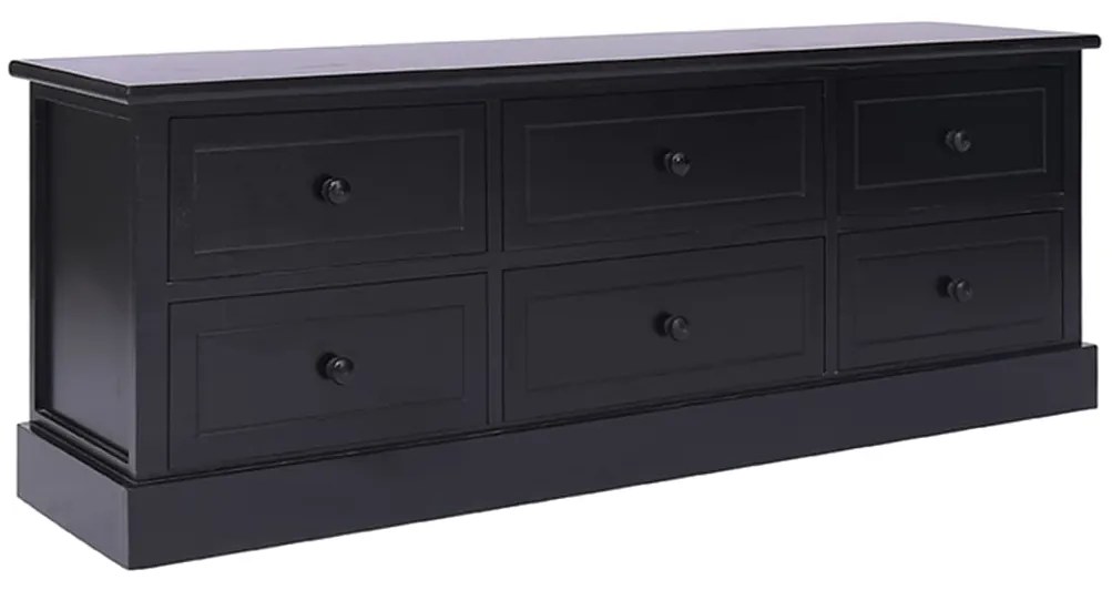 338528 vidaXL ТВ шкаф, черен, 108x30x40 cм, дърво от пауловния масив