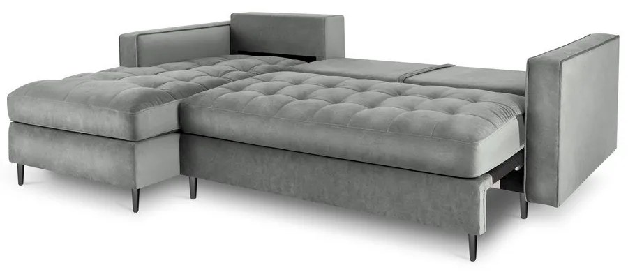 Светлосиво кадифено ъглово канапе, ляв ъгъл Santo - Milo Casa