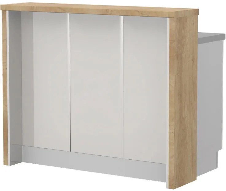 Островна кухненска пейка Modena-Length: 120 cm.-White glossy-Nebraska Oak