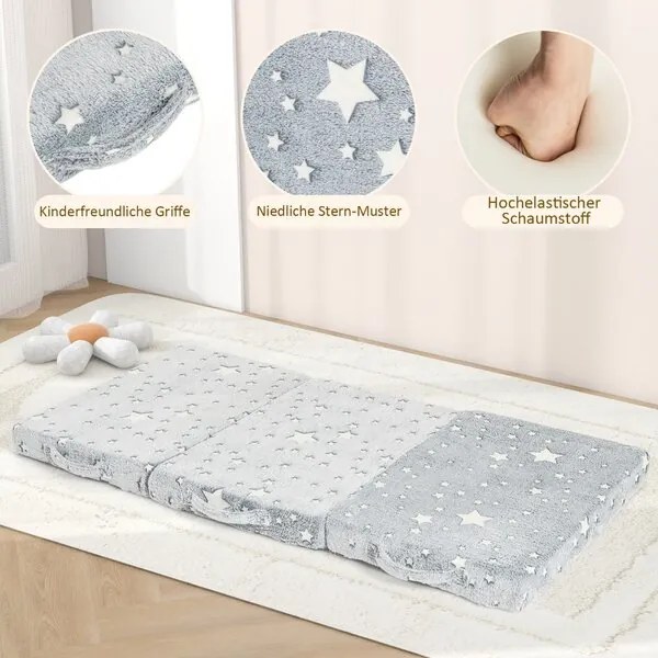 Сгъваем матрак светещ туристически матрак 60 x 120 см матрак за туристическо легло сив