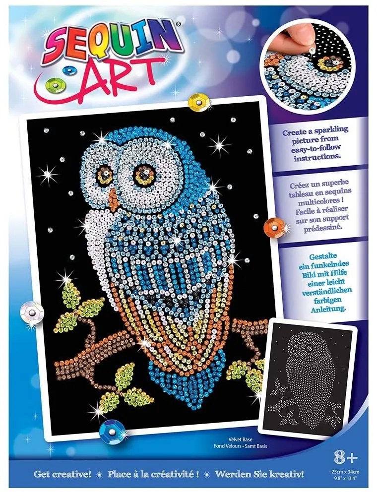 Sequin Art - Изкуство с пайети, синя серия, Сова
