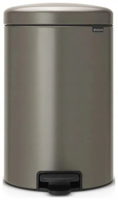 Кош за боклук с педал Brabantia NewIcon 649042, 20 л, Плавно затваряне, Противоплъзгаща основа, Сив