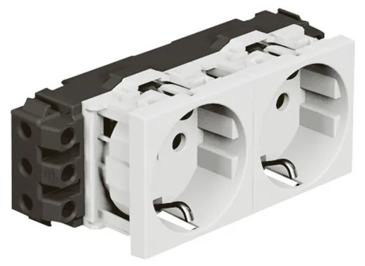 Legrand 278602L Двоен контакт Mosaic, Schuko 2x2P+E, винтови клеми, white,  - 278602L