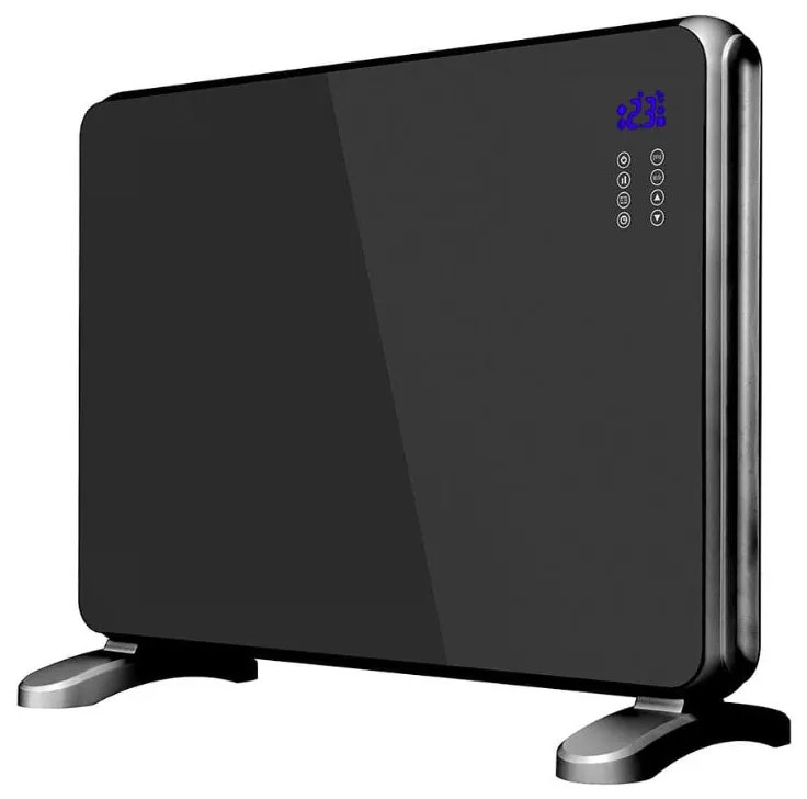 Конвектор със стъклен панел ZEPHYR ZP 1974 G, 2000W, За стена или под, 2 степени, Дистанционно, 5 до 35°C, LCD, Черен