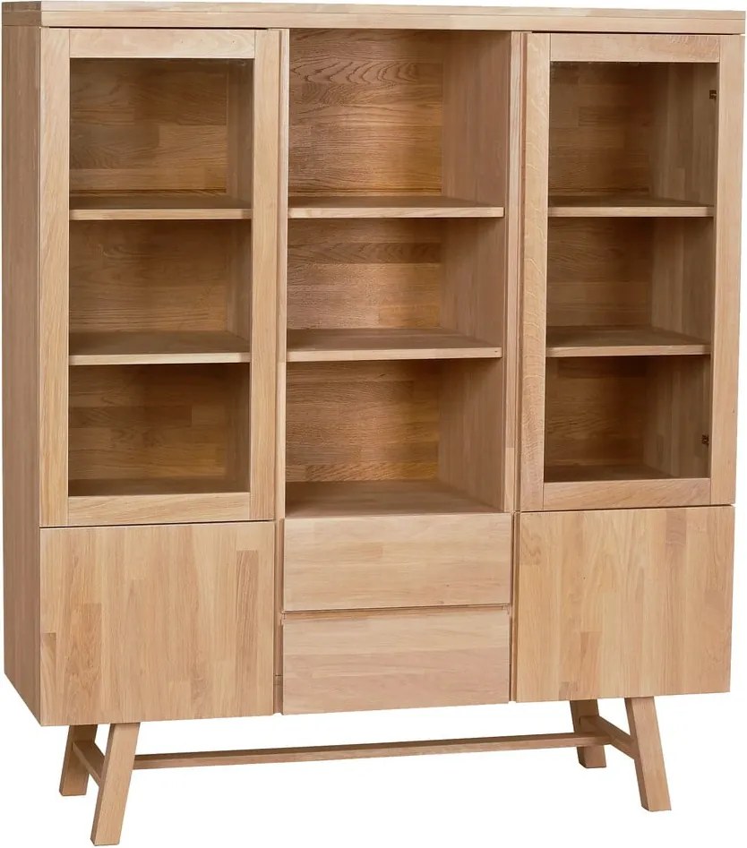 Витрина от дъбова дървесина в естествен цвят 130x150 cm Brooklyn - Rowico