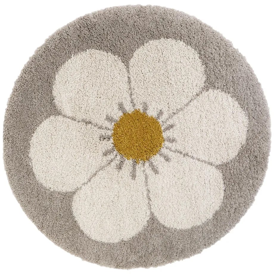 Детски килим в светлосиво и кремаво ø 120 cm Bohemian Daisy - Nattiot