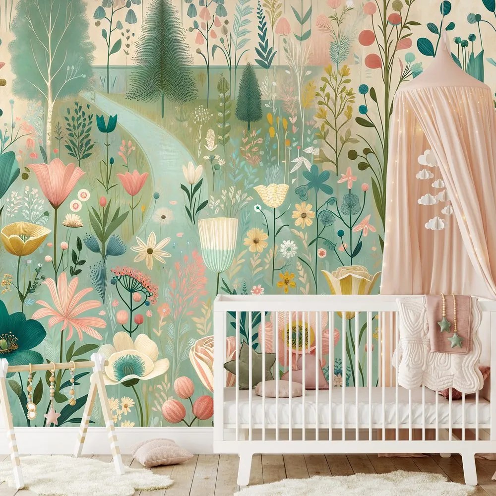 Тапет – Пастелна цветна поляна