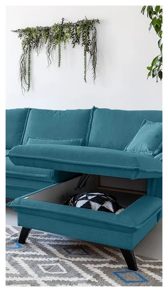 Тюркоазен ъглов разтегателен диван, десен ъгъл Charming Charlie - Miuform